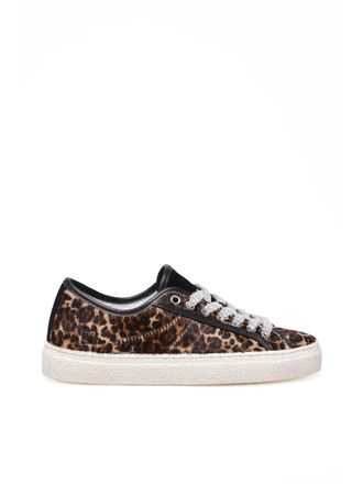 D.A.T.E. Leopard Pony-Effect Leather Sneakers
