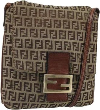 Fendi Pre-owned Cross Body Bags, female, Brown, Size: ONE SIZE Pre-owned Vintage Canvas Crossbody Bag
