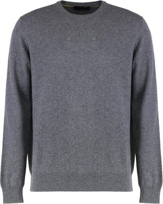 Moorer Kasjmier Crew-neck Sweater Ribgebreid - Heren - Cashmere truien - Grijs - S - Kasjmier - Truien & Vesten