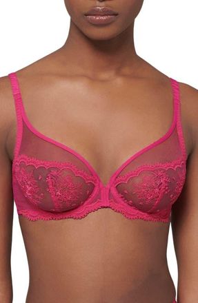 Simone P&eacute;r&egrave;le Intrigue Sheer Full Coverage Underwire Plunge Bra in Disco Pink at Nordstrom, Size 36B