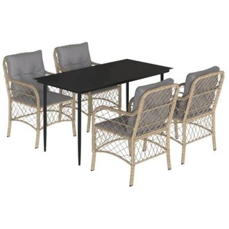 vidaXL Vidaxl - Set Pranzo da Giardino 5 pz con Cuscini Beige Misto Polyrattan