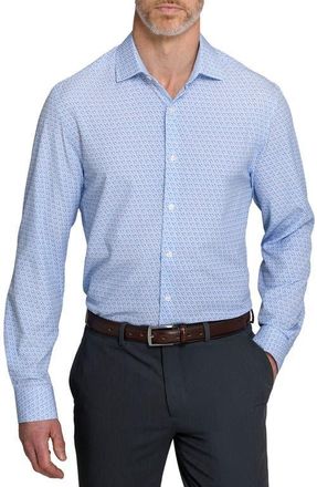 W.R.K Faint Floral Performance Dress Shirt in White/Blue at Nordstrom, Size 16.5 - R