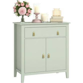 HOMCOM Sideboard with Drawer, Adjustable Shelf for Living Room, Light Green - Homcom