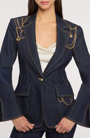 Cinq &agrave; Sept Love Token Danika Chain Denim Blazer in Indigo at Nordstrom, Size 00
