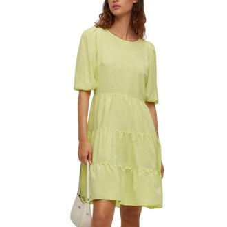 HUGO BOSS Hugo Midi-jurk met gerimpelde pofmouwen voor dames/dames (Geel)