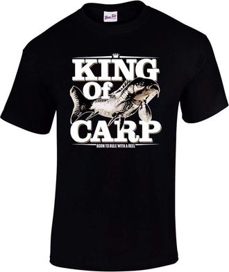 Bang Tidy Clothing Mens Fish T Shirt Fishing Clothing King of Carp Gifts for Fisherman Black