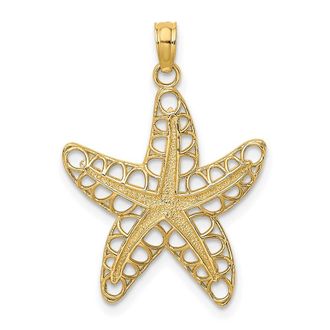 Diamond2Deal 14k Yellow Gold Cut-Out Starfish Charm