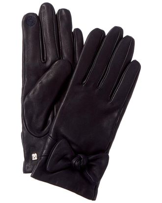 Bruno Magli Knotted Bow Cashmere-Lined Leather Gloves