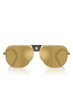 Versace 61mm Square Sunglasses in Gold /Brown Mirror Gold at Nordstrom