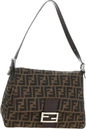Fendi Pre-owned Vintage Zucca Schoudertas - Dames - Vintage Schoudertas - Bruin - ONE Size - Leer - Vintage