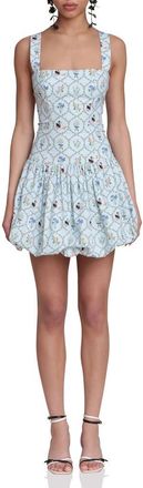 Avec Les Filles Drop Waist Bubble Hem Minidress in Blue Swan at Nordstrom, Size 10