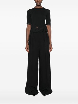 Ermanno Scervino Lace-Trim Wool Knit Sweater - black