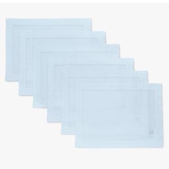 Solino Home Linen Placemats - Classic Hemstitch - Set of 6, 14 x 19 in Light Blue at Nordstrom, Size Medium