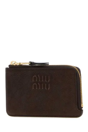 Miu Miu Leather Card Holder Wallet - Brown