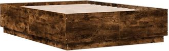 vidaXL Bed Frame with LED without Mattress Smoked Oak 140x190 cm vidaXL