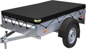 OEM Lona Para Remolque, 214 X 122 X 13 Cm, Impermeable, Con Cuerda Y Tiras Reflectantes, Pvc 420d, 750 Kg, Negra, Plana, Resistente Al Viento Y A Los Desg