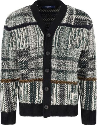 Junya Watanabe Black V-Neck Button-Front Wool-Blend Cardigan