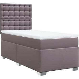 vidaXL Vidaxl - Cama Box Spring Con Colch&oacute;n Cuero Sint&eacute;tico Gris 100x200 Cm