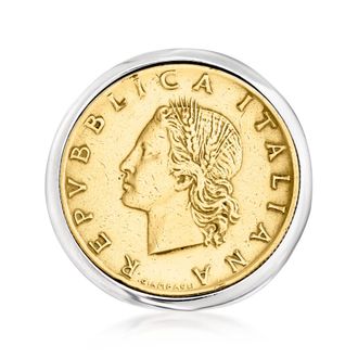 Ross-Simons Italian Genuine 20-Lira Coin Ring in Sterling Silver