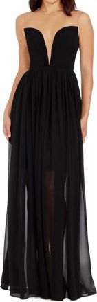 Dress The Population Eleanor Strapless Gown In Black