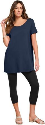 Roaman's Plus Size Cotton Ultimate Scoopneck Swing Tunic in Navy at Nordstrom, Size 32