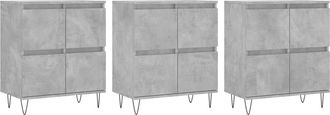 vidaXL Vidaxl - Aparadores 3 Uds Madera Contrachapada Gris Hormig&oacute;n