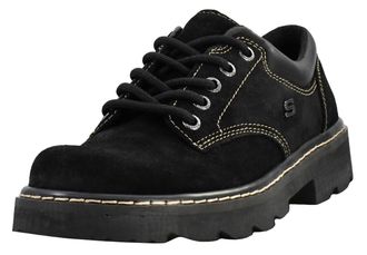 Skechers Womens Parties-Mate Oxford Shoes, Black Suede Leather, 6 UK Wide