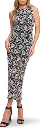 Flying Tomato Floral Sleeveless Stretch Lace Midi Dress in Black/Taupe at Nordstrom Rack, Size Medium