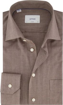 Eton Heren, Overhemden, Beige, Maat: L Katoen