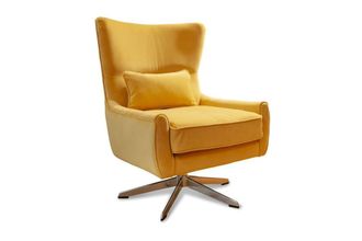 PIB Sill&oacute;n giratorio de terciopelo amarillo