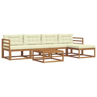 vidaXL Conjunto De Sof&aacute;s De Exterior Con Coj&iacute;n 6 Pcs Natural Y Crema Vidaxl
