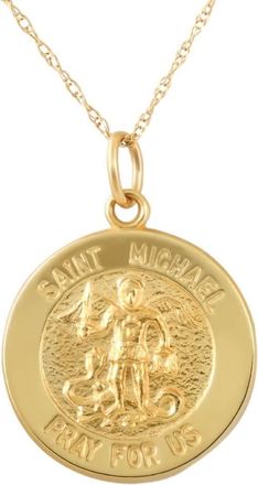 Pompeii3 14k Yellow Gold St. Michael Medal Pendant.5 Tall 1.5 Grams