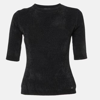 Elisabetta Franchi Black Knit Round Neck Sweater