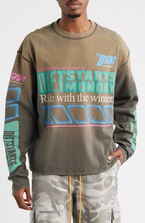 Diet Starts Monday Winners Long Sleeve T-Shirt in Vintage Black at Nordstrom, Size Medium