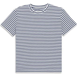 primary Adult Easy Crewneck Stripe Tee in Sunwashed Navy White Stripes at Nordstrom, Size Xx-Large