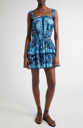 Ramy Brook Alicia Mixed Print Cotton Blend Minidress in Spring Navy Maya Combo at Nordstrom Rack, Size Xx-Large