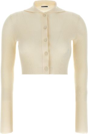 Jil Sander White Ribbed cardigan