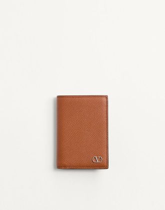 Valentino Garavani Valentino Garavani VLogo Signature Cardholder In Grainy Calfskin Man SADDLE BROWN UNI
