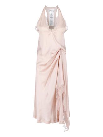 Maison Margiela Draped Satin Midi Dress With Lace Trims