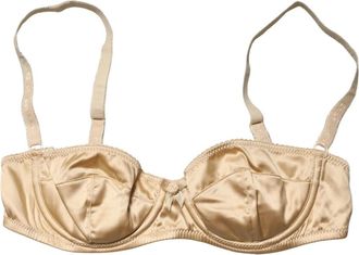 Dolce & Gabbana Bras, female, Beige, Size: S Underwire Stretch Silk Satin Balconette Bra
