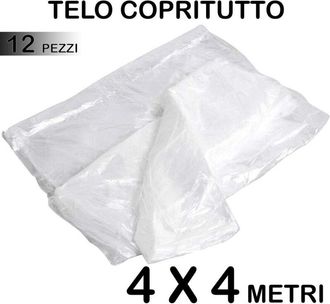 Trade Shop Trade Shop - Set 12 Telo Copritutto Multiuso Protegge Pavimenti Mobili Auto Sedie 4x4m