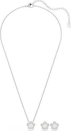 Swarovski Ariana Grande Bloem Hanger & Oorbellen Set - Dames - Kettingen - Grijs - ONE Size - Accessoires
