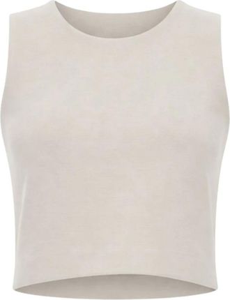 Max Mara Dazzy Tijdloze Top - Dames - Tops zonder mouwen - Grijs - XS - Leer - Tops