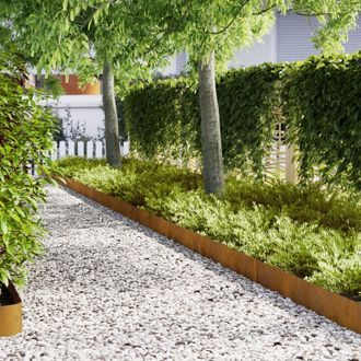 Berkfield Home Lawn Edgings 50 pcs 100x0, 5x20 cm Weathering Steel in Brown