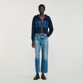 Sandro Knit and denim sweatshirt