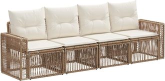 vidaXL Conjunto De Sof&aacute;s De Jard&iacute;n 4 Uds. Beige Y Blanco Crema Vidaxl
