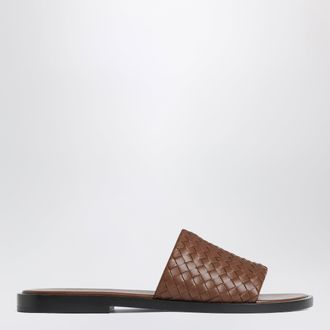 Bottega Veneta Brown Elio woven leather mules
