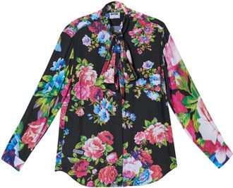 Moschino Roses Camicia - Dames - Blouses - Zwart - S - Overhemden
