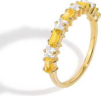 Tiramisu 14K Gold Plated Over 925 Sterling Silver Golden Cadence Citrine Ring