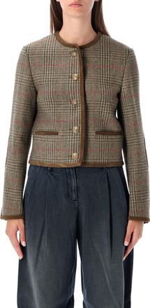 Golden Goose Boxy Check Pattern Jacket With Contrast Trim And Elbow Patches